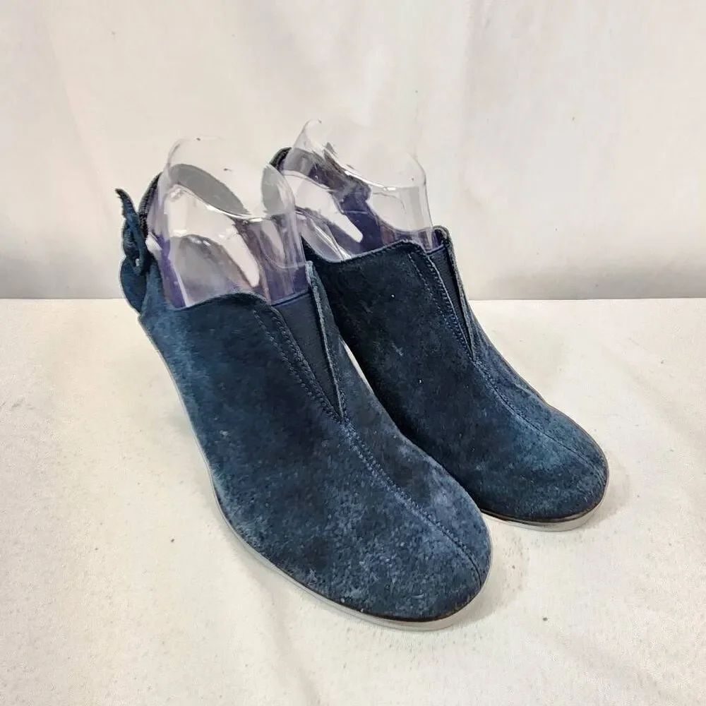 Aerosoles Heelrest Navy Suede Leather Sling Back Heel Shoes Women Size 8